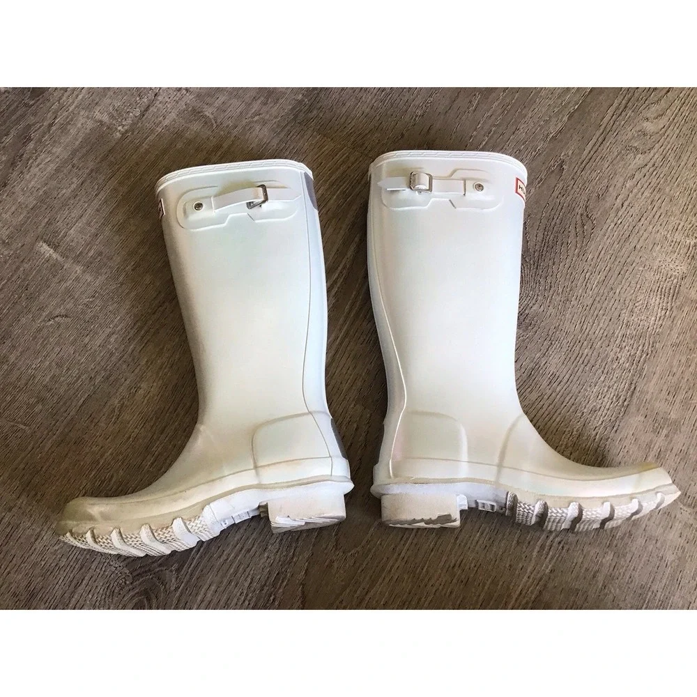 Hunter Youth Girls Size 5 Rain Boots White Pearlescent Nebula Size Kids Boot
